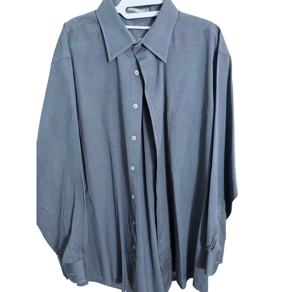 Men's XMI Classic Dress Shirt Size 17 34 Black Button front Cotten Size XL